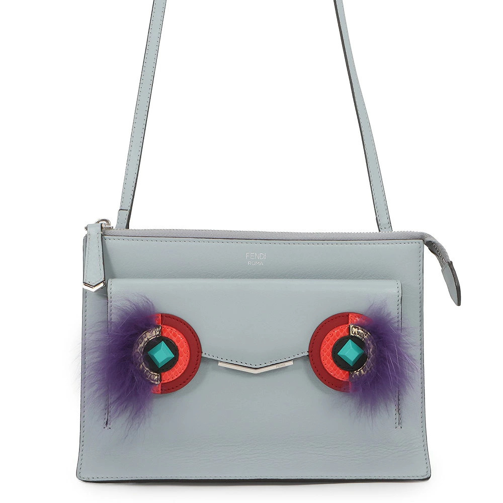 Fendi Shoulder Bag Toujours Bugs Monster Leather Fur Clutch